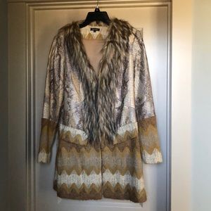 Long Dolce Cabo Faux Fur Trim Jacket